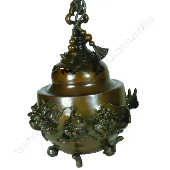 A Japanese bronze incense burner