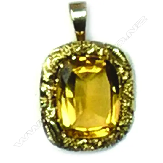 A 9ct. gold and citrine pendant