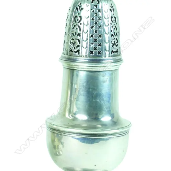 A heavy George III silver sugar caster