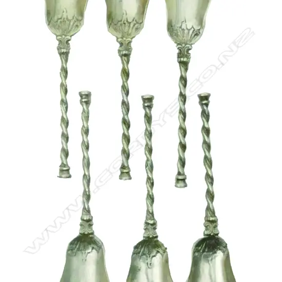 Six Continental silver coffee spoons