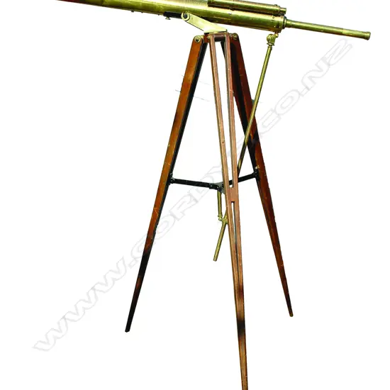 A late 19thC A. Ross of London large brass telescope on original matching wooden tripod stand