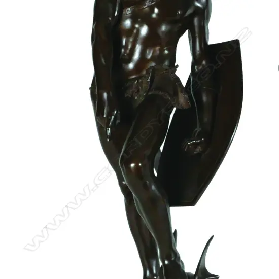 A bronze Leon Alexandre Delhomme (French 1841-1895) figure standing warrior