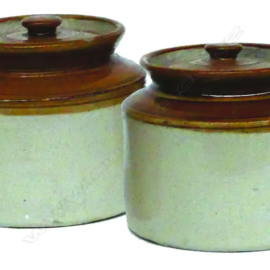 A pair of Victorian Stoneware lidded storage jars
