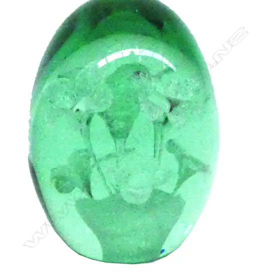 An early Victorian green glass flowerpot Stourbridge paperweight