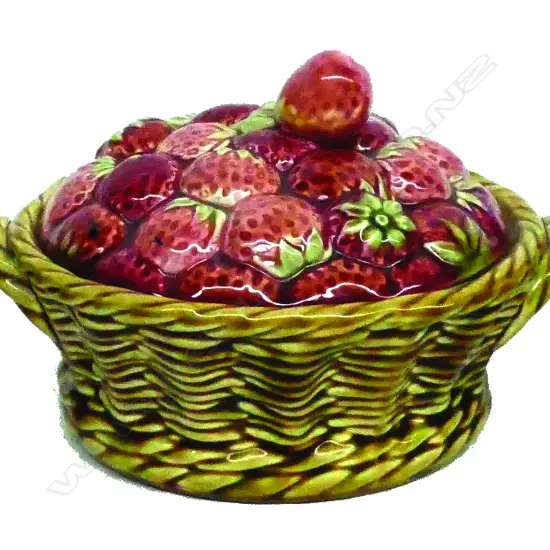 A pair of old French Sarreguemines Majolica lidded tureens