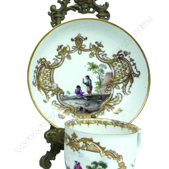 A 19thC Meissen cup and saucer