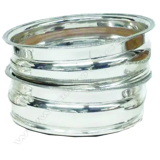 A pair of fine plain silver plated wine coasters