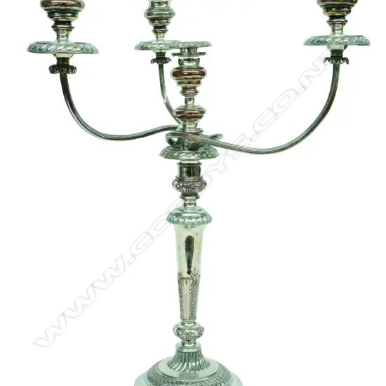 A late 18thC Sheffield Plate candelabra
