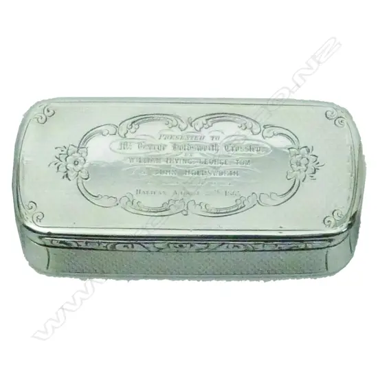 A Victorian silver presentation table snuff box