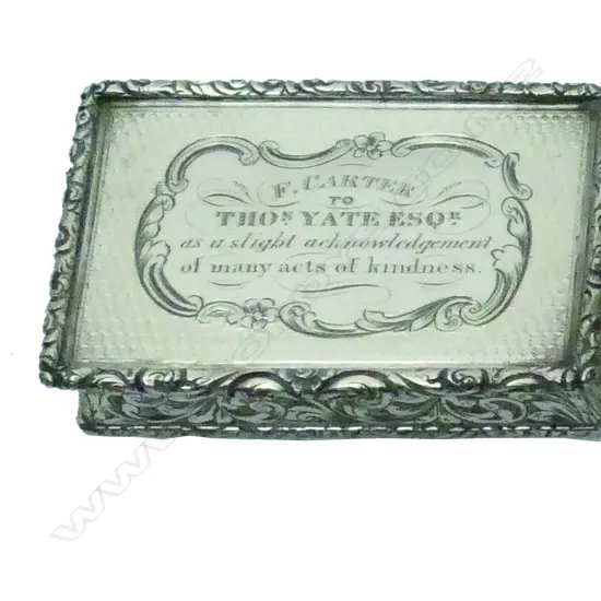 A quality Victorian silver presentation table snuff box