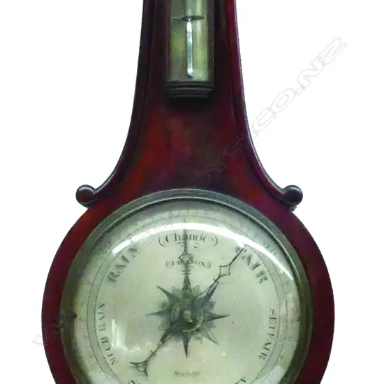 A mid-19thC English mahogany banjo barometer