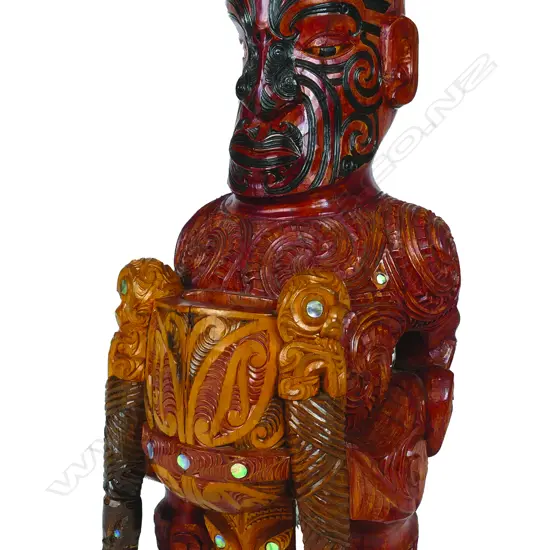 A mid-20thC large Maori carved Poutokomanawa type figure