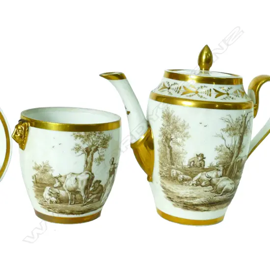 An Empire style porcelain coffee service