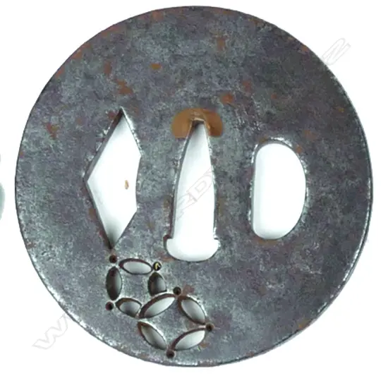 A large late Edo burnished iron tsuba