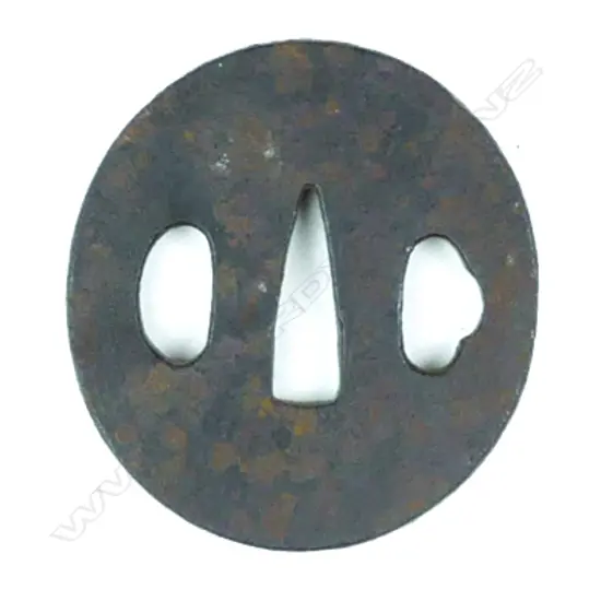 An old plain maru gata iron plate tsuba