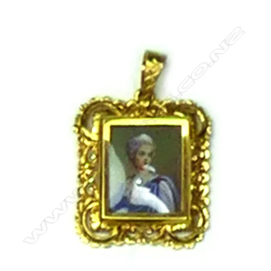 An 18ct. yellow gold framed hand painted portrait miniature locket