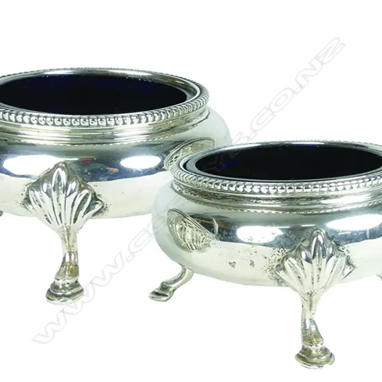 A pair of Victorian silver cauldron salts
