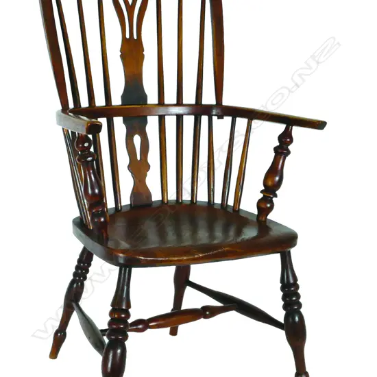 A George III country elm and beech Windsor armchair