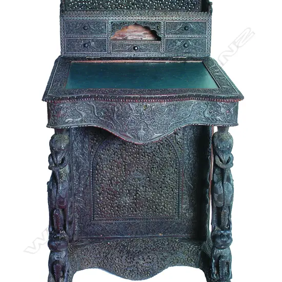 A highly decorative 19thC Anglo-Indian rosewood Davenport