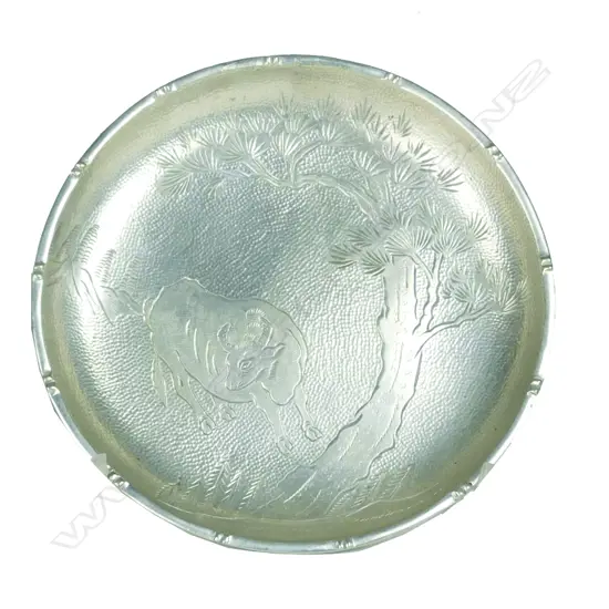 A small fine quality Chinese circular silver dish