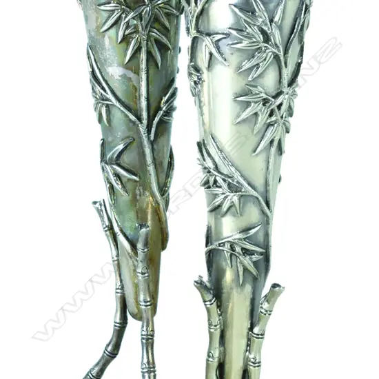 A pair of Chinese silver specimen vases