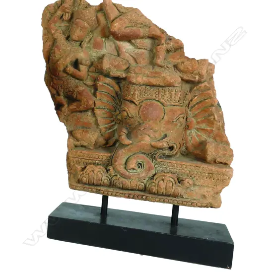 A Thai terra cotta wall relief section