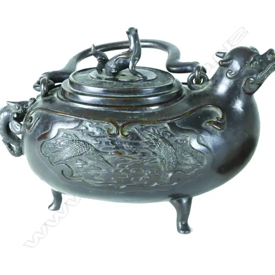A small Japanese bronze teapot