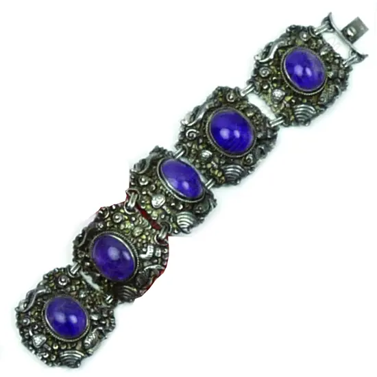 A Chinese silver and amethyst bracelet