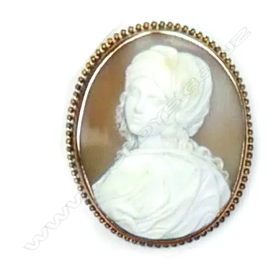 A c.1900 large 9ct. rose gold framed cameo brooch