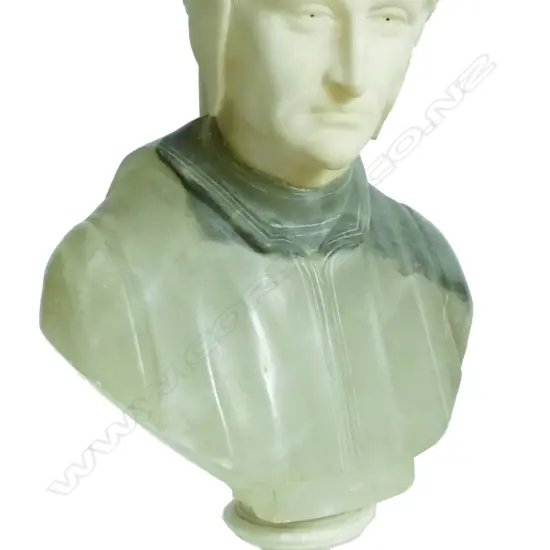 An alabaster and marble statuette bust of Dante