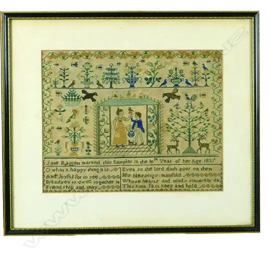 A good 19thC pictorial and epithet sampler