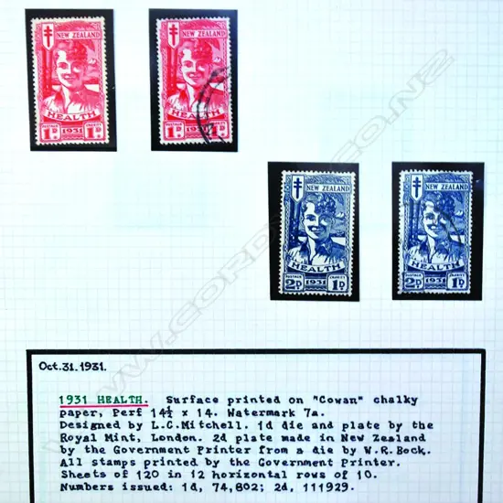A complete N.Z. Health stamp collection in two albums