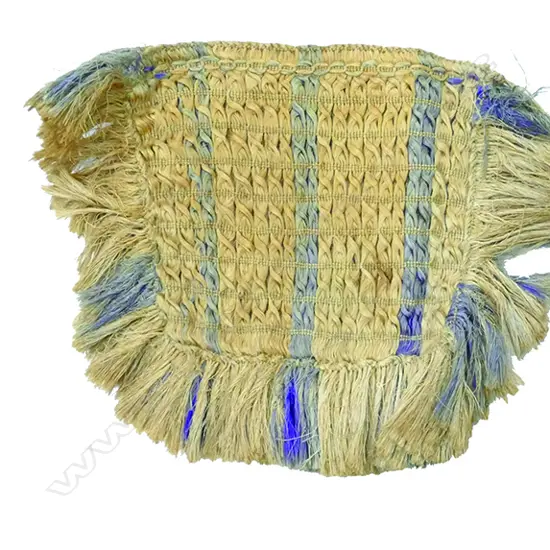 An old Maori kete muka (worked flax bag)