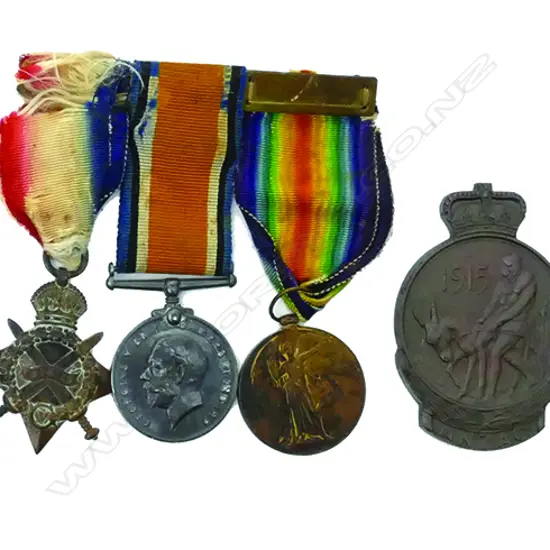 A WWI three medal group and 1915 ANZAC bronze plaque awarded to: '2458COMS. N.M. Watchorn. 4BN. A.I.F.'