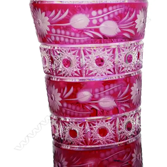 An impressive cranberry crystal vase