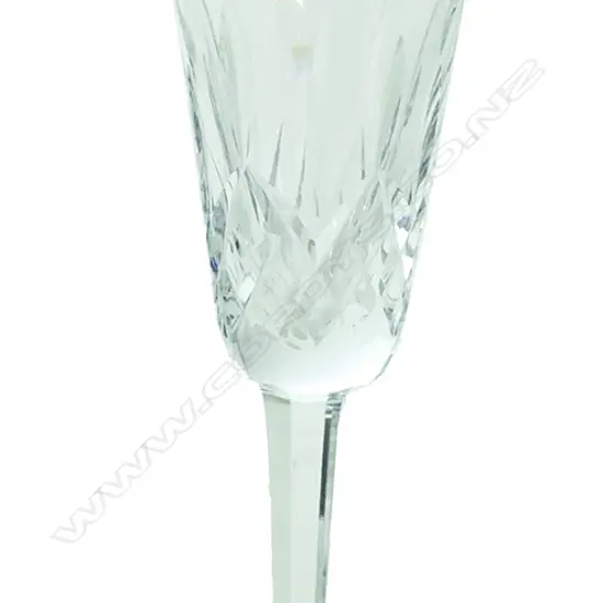 Seven Waterford crystal champagne flutes