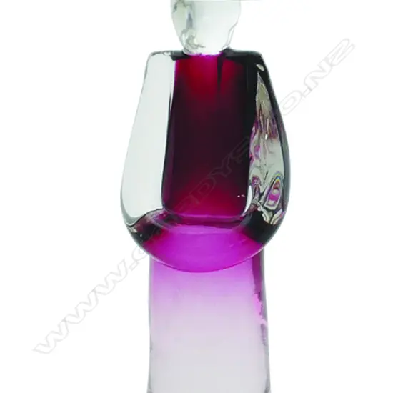 A Lorano clear and cranberry glass figure of a standing Chinaman