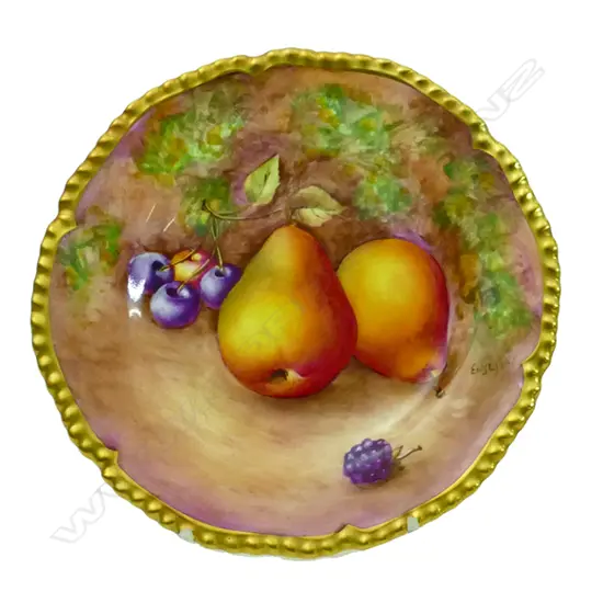 A Royal Worcester fruit hand painted side plate