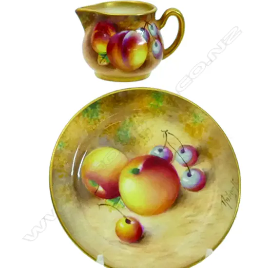 Two Royal Worcester miniature hand painted items