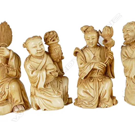 A group of six Chinese ivory carvings of Immortals