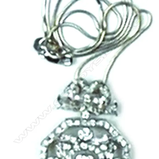 An impressive vintage belle epoque style platinum and diamond pendant on later fine 18ct white gold chain