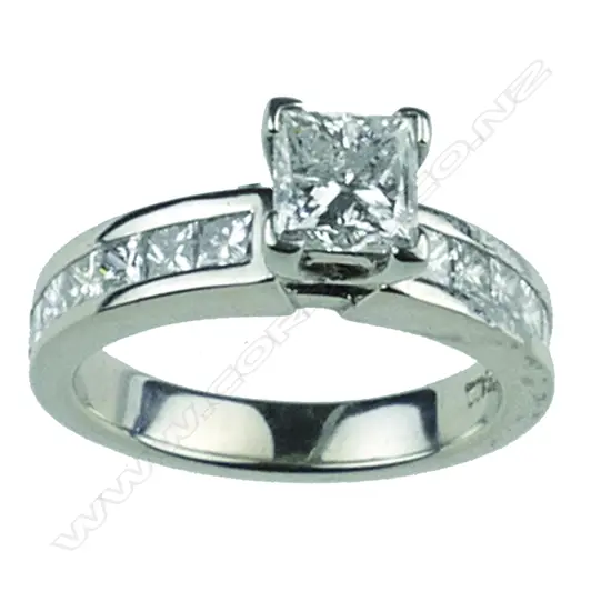 A palladium and diamond solitaire ring