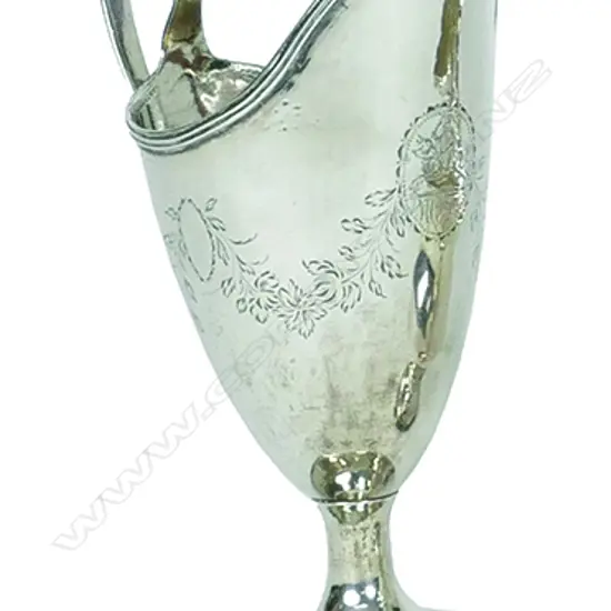 An 18thC silver helmet shaped cream jug