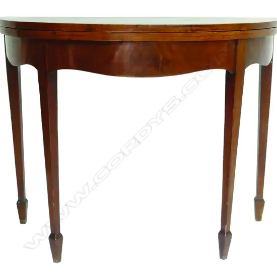 A Georgian mahogany flap-top demilune supper table