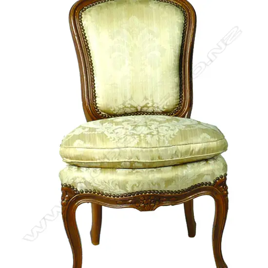 A vintage French walnut single chair of Louis XV style