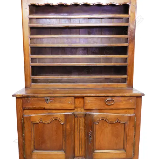 A 19thC French chestnut country kitchen dresser