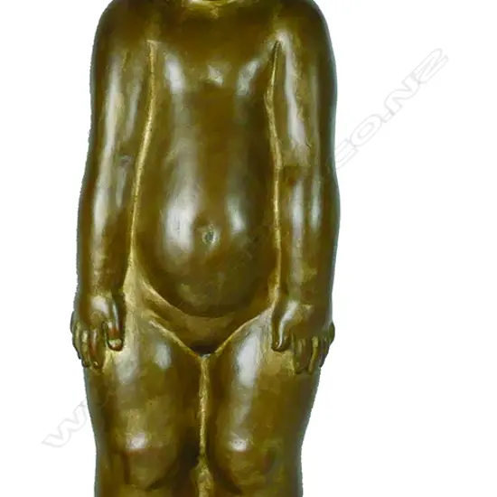 A bronze statue by Toshimasa Tatano (Japan 20thC) of a child with tousled hair