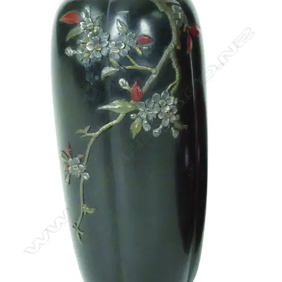 A Japanese small inlaid bronze vase from the Nogawa workshop