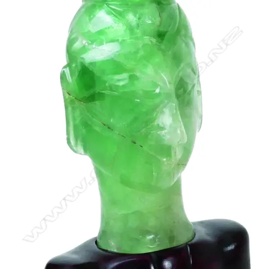 A Chinese rock crystal carved  head of Kuanyin