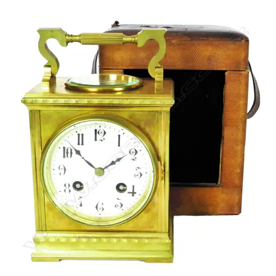 An oversized French brass cased carriage clock